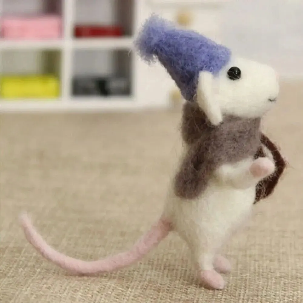 DIY Mouse Wool Felting Toy Doll Poked Needle Kit Package Wool Kits Non-Finished Handmade Material Bag Felt Toy Party Gift