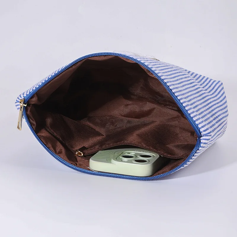 Cosmetic bag cosmetic storage bag toiletry bag makeup bag cosmetic case 2 Pcs set women's large capacity stripe toiletry makeup travel storage handbag clutch purse