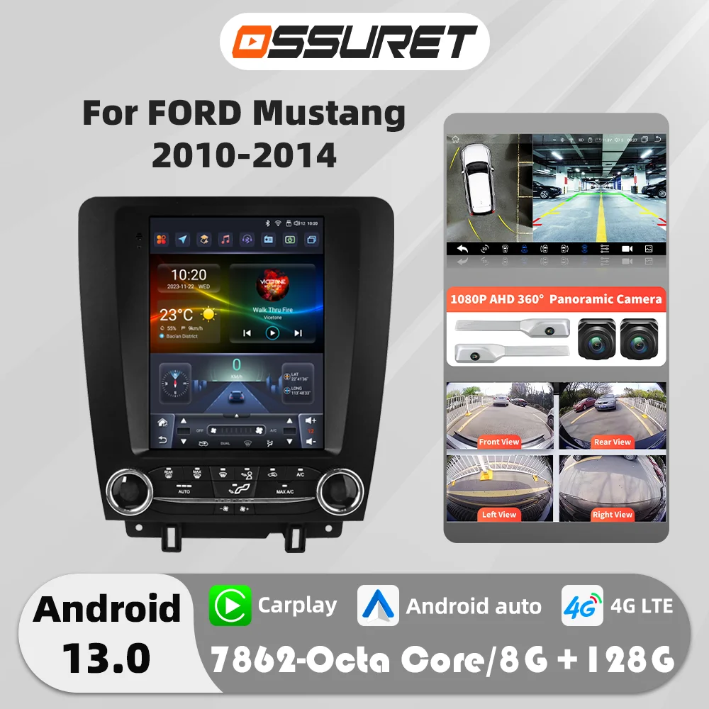 9.7"Carplay Android-auto Car radio GPS Stereo for FORD Mustang 2010-2014 multimedia Video player car intelligent systems 4G+wifi
