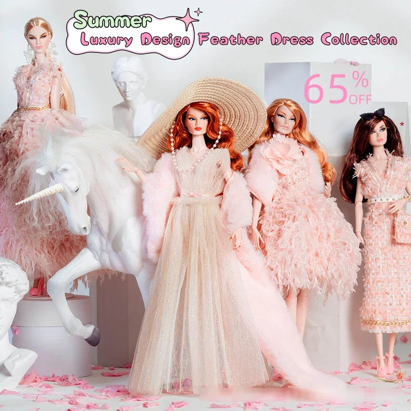 1/6 Luxury Design Feather Dress Series Little Fragrance Dress Set 30cm Supermodel Doll Daily Dress Up Set For FR PP BABI Xinyi