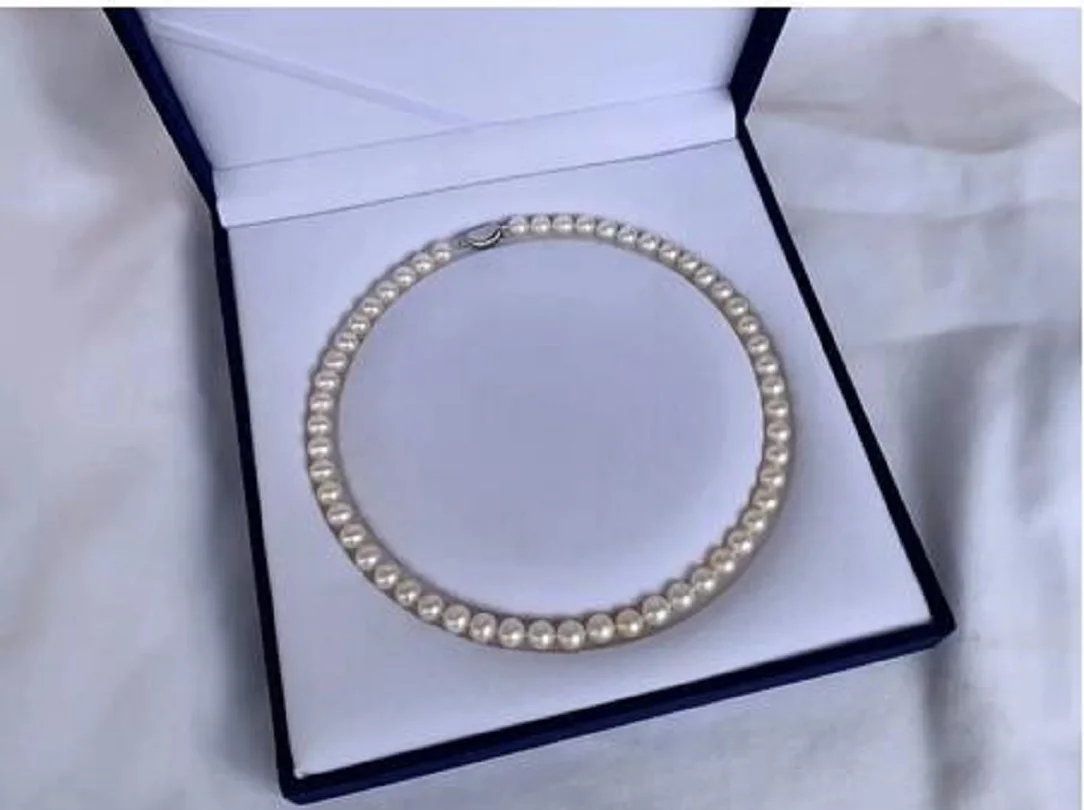 

Beautiful AAAAA+ 9-10mm natural south sea White pearl necklace 18inch