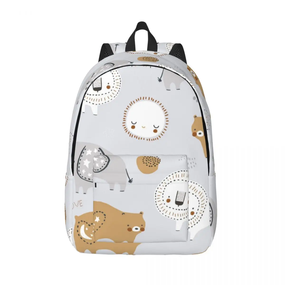 

Student Bag Lion Elephant Bear Sun Moon Backpack 16inch Lightweight Backpack Couple Laptop Bag