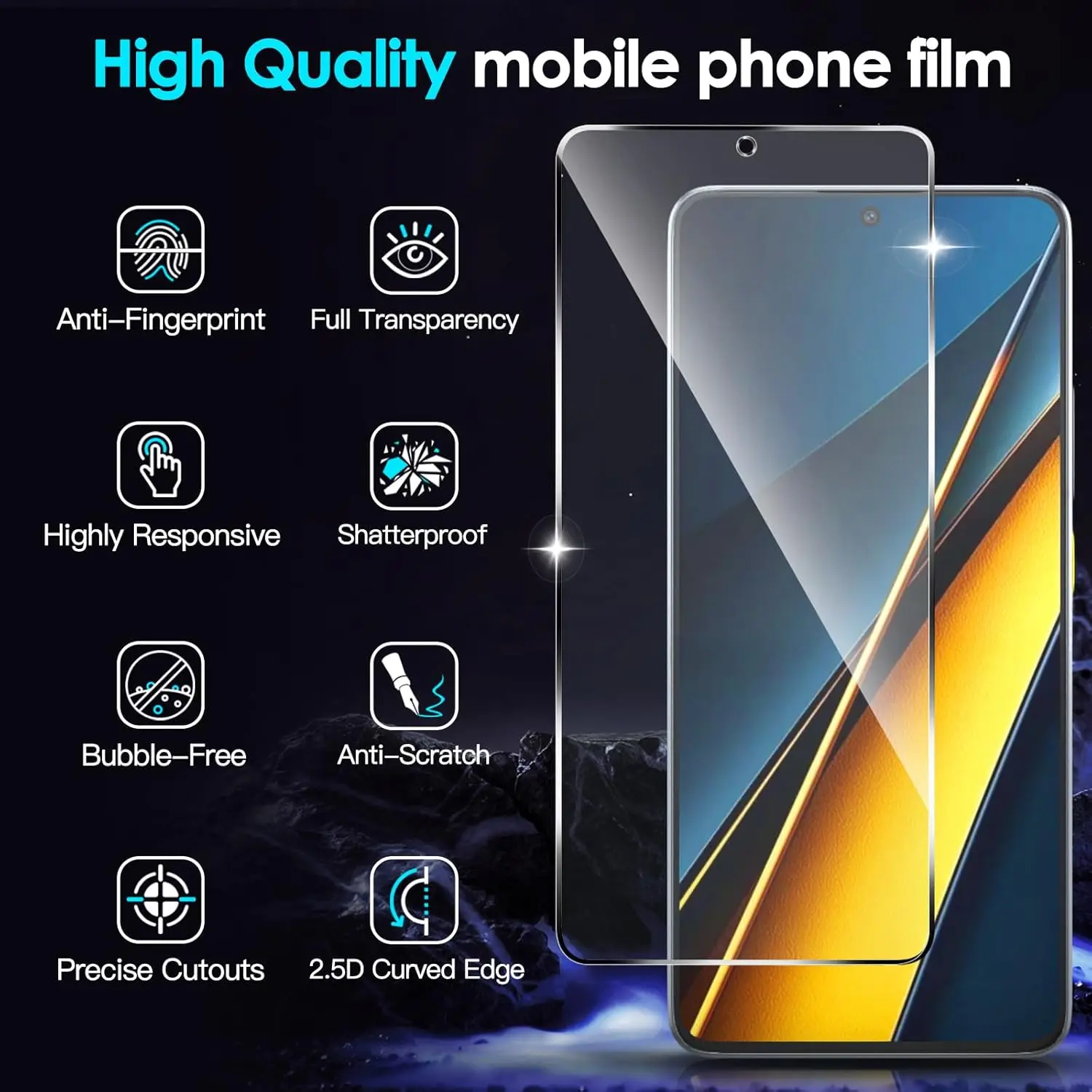 Premium 9H Tempered Glass Screen Protector - Crystal Clear, 6.67 HD Display Protection