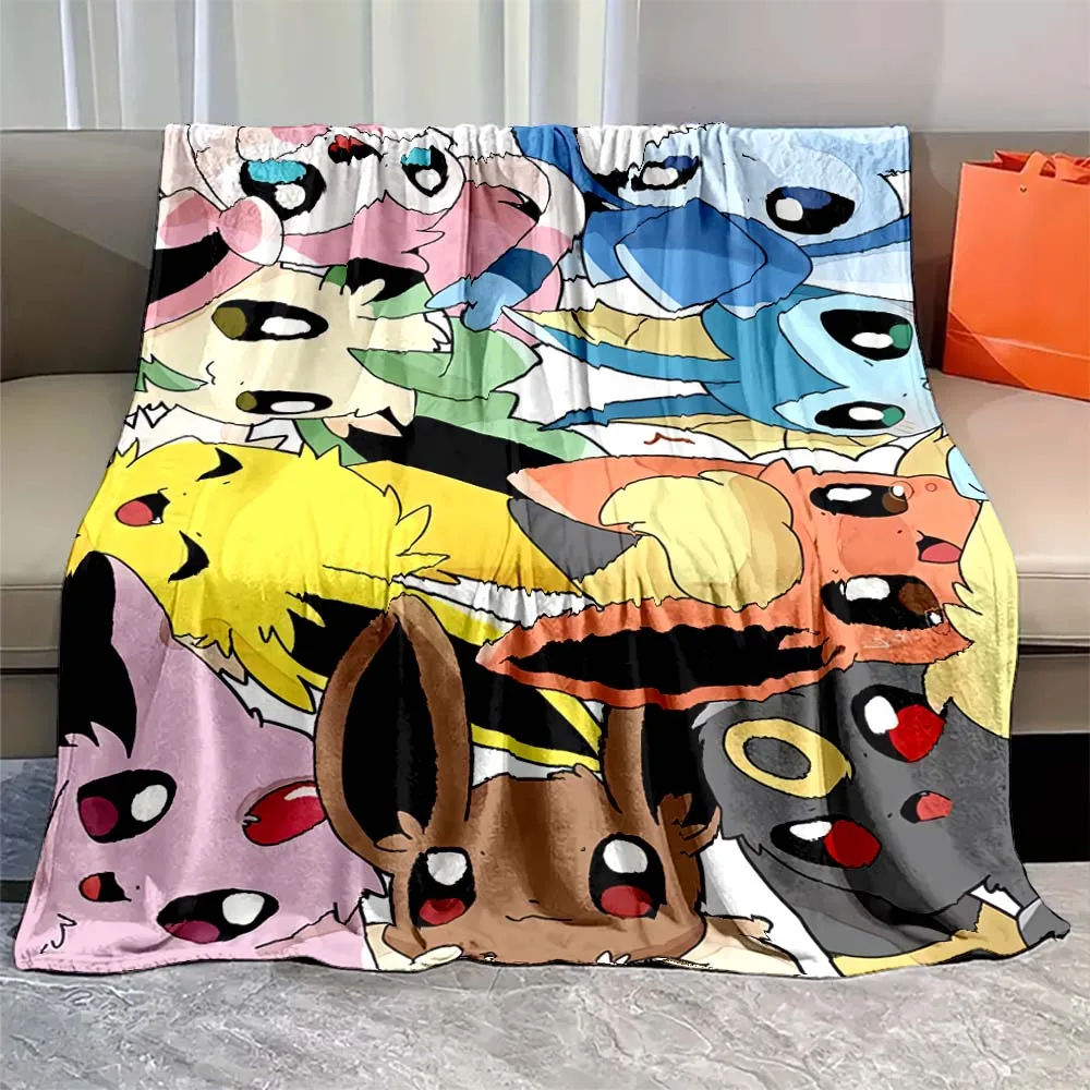 Pokemon Blanket Large Size Pokemon Flannel Blanket Anime Eevee Printed Home Sofa Lunch Break Blankets