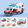 Police Truck City Fire Car Engineering Crane Tank Helicopter Bricks Set Toys for Children Kids 6IN1 Building Blocks 5