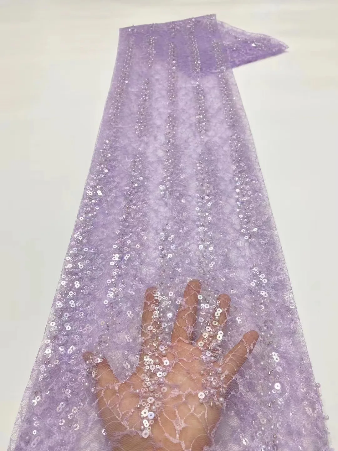 

New exquisite bead tube + sequins + beads beautiful line tulle lace, Nigerian style lace, good quality and price
