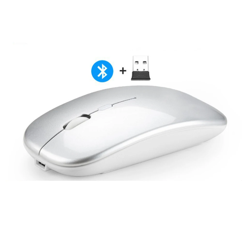 Silent Wireless Bluetooth Mouse+2.4GUSB/2.4G Rechargeable Mouse Ergonomic Mini Mouse USB Optical Mouse for PC Laptop white mouse pc Mice