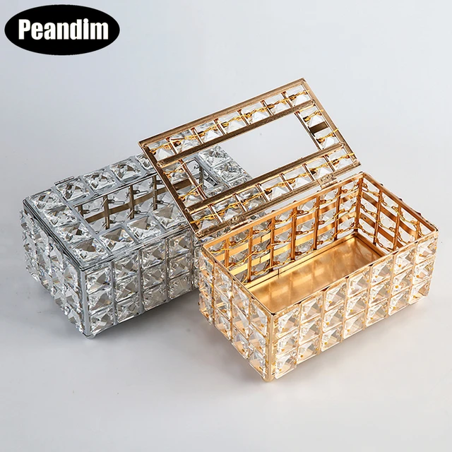 Shiny Tissue Box Elegant Napkin Holder for Living Room Bathroom Office Bar