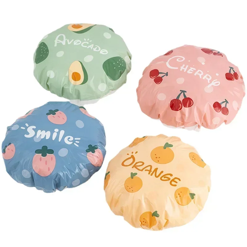 

Fruit Series Bath Hats Thicken Waterproof and Oil Fume Cap Shower Cap Bathroom Accessory Women Spa Hair Salon Supplies Wholesale