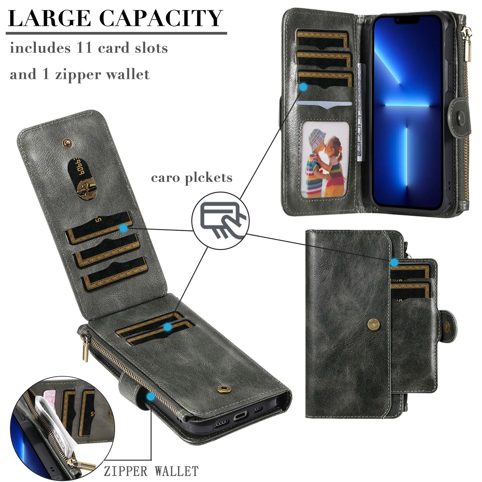 Detachable Magnetic Wallet Case for iPhone