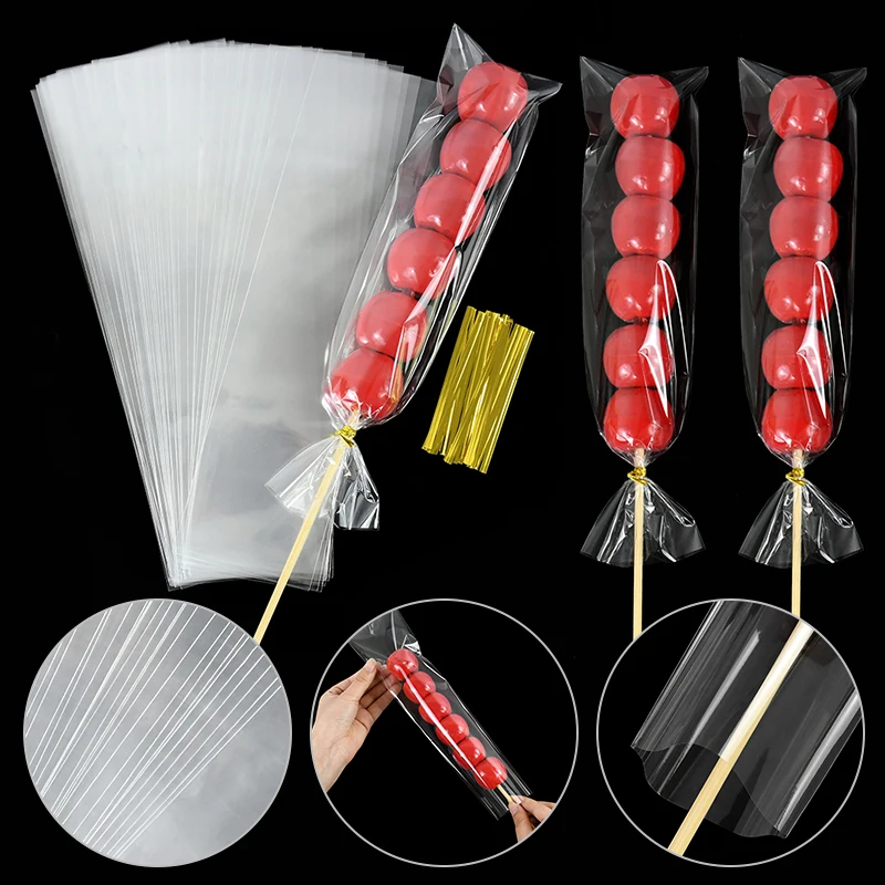 50 Stück transparente lange Süßigkeiten Tasche Hochzeit begünstigt Süßigkeiten Lutscher Geschenk verpackung Zellophan Taschen für Weihnachten Geburtstags feier Dekor – Detail 6