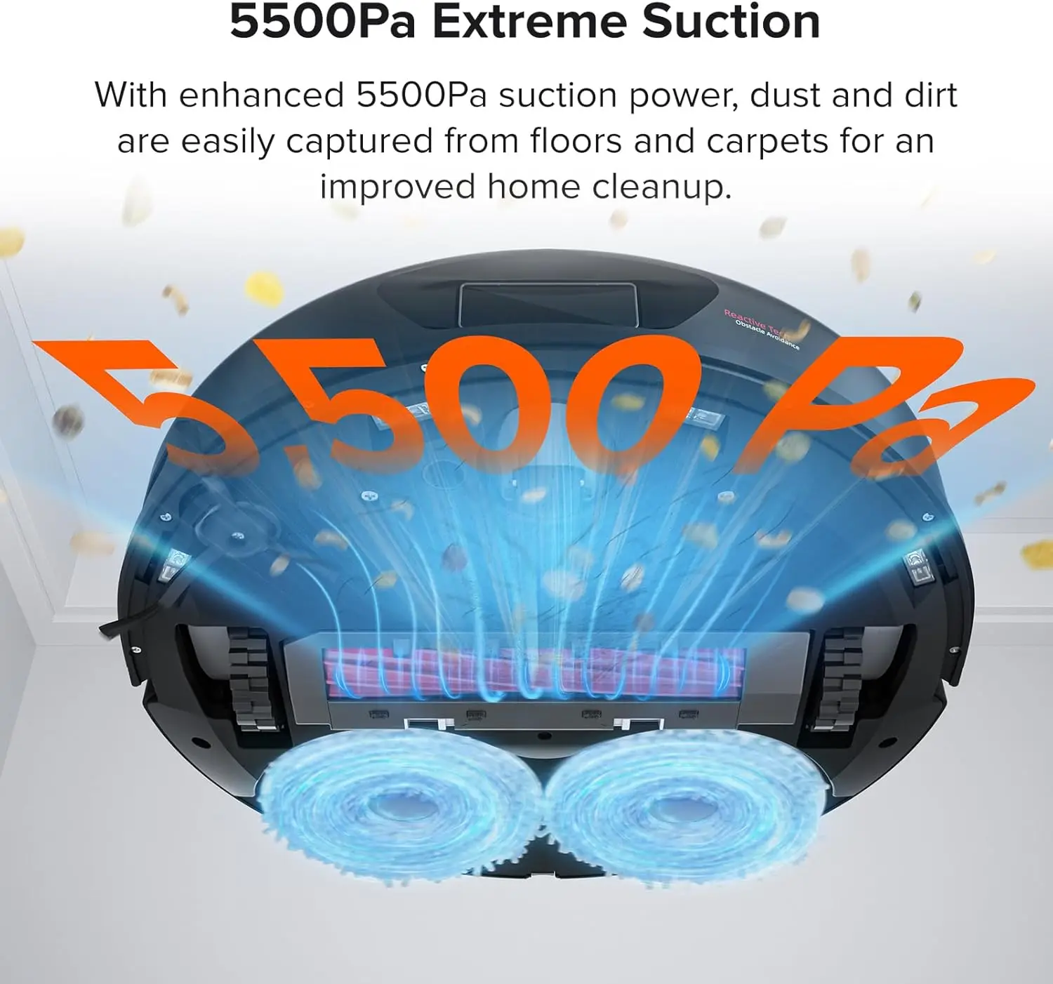 Revo Robot Vacuum and Mop, Auto-Drying, Auto Mop Washing, Dual Spinning Mops, Auto Mop Lifting, Self-Refilling, Self-