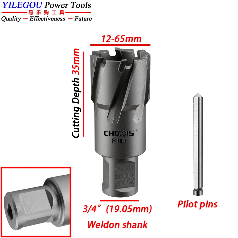 35mm TCT Annular Cutter. 12 65mm Carbide Core Drill Bit. 3/4" Weldon