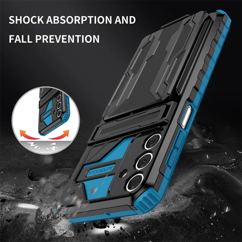 Heavy-Duty Armor Kickstand Phone Case with Card Slot Holder