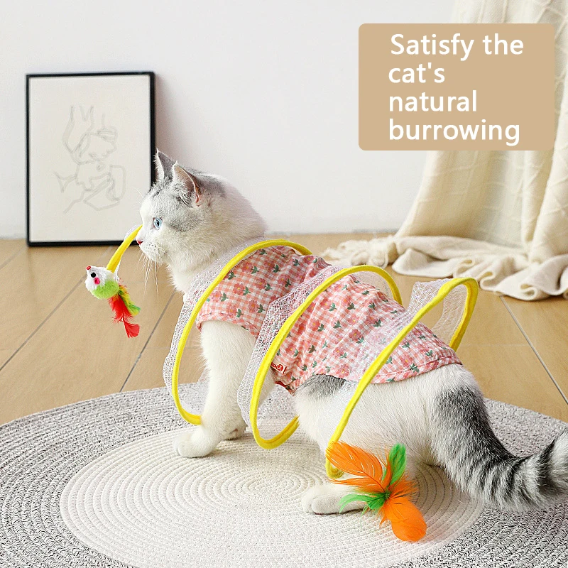 

S-shaped cat tunnel cat self-exciting toys collapsible channel teasing cat magic equipment lightweight good storage interactive