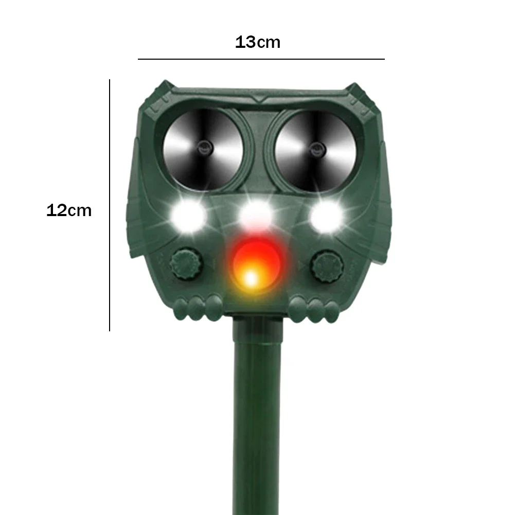 Ultrasonic Cat Dog Repellant Waterproof Solar Powered Animal Deterrent LED Light Alarm for Orchard/Greenhouse/Vegetable Garden