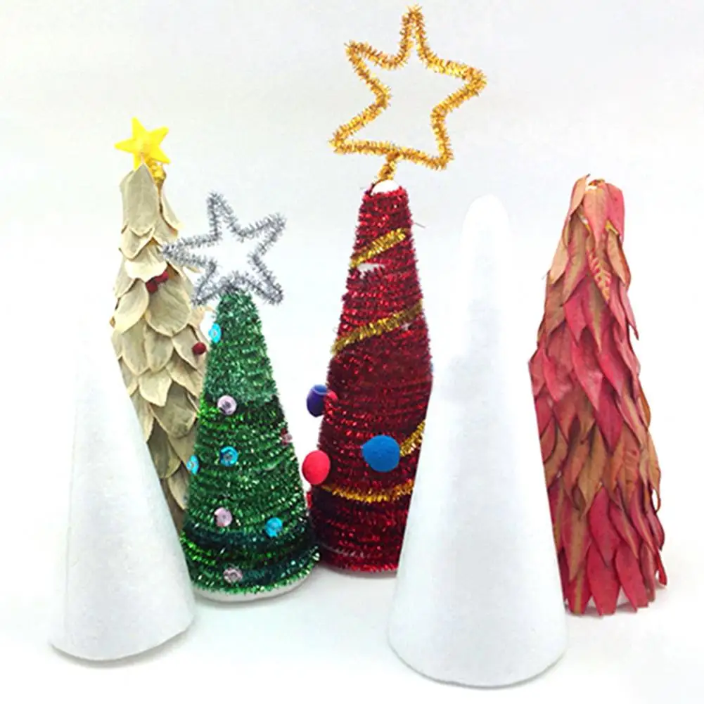 10Pcs 15cm Modeling Cone Modeling Craft Supplies Durable Lightweight Styrofoam  Form Foam Cone for New Year