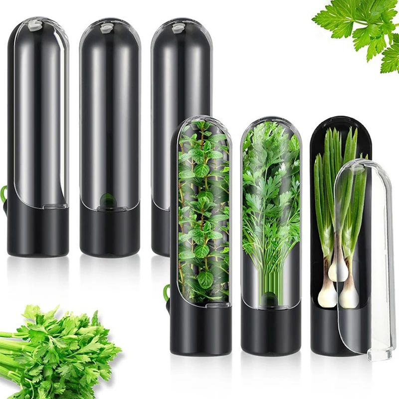 

1 Pc Herb Keeper Herb Storage Container Plastic Savor Preserver For Cilantro Mint Parsley Asparagus Chives Posemary