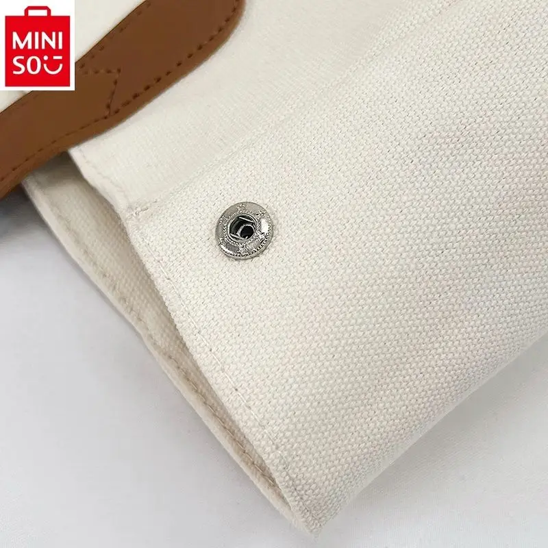 MINISO Disney Mickey Fashion High Quality Canvas Cushioned Handbag for Women's Casual Large Capacity Storage Tote Shoulder Bag