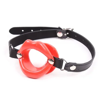 Leather Silicone Mouth Ball BDSM Bondage Lips Ring Open Gag Ball Adult Slave Erotic Sex Toy For Couples Toys Mouth Gag Games 5