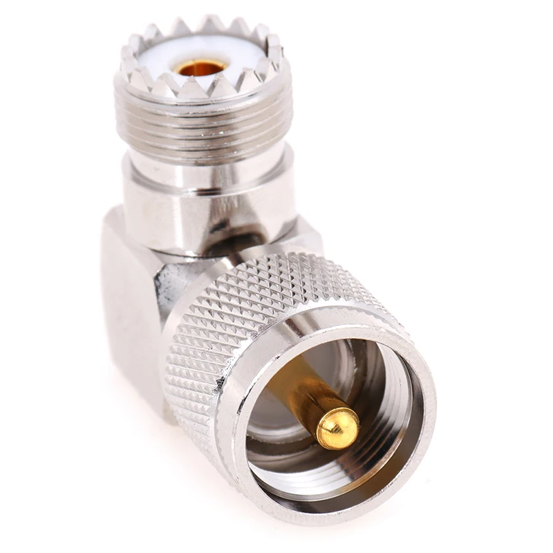 NEW 1 Pc UHF SO-239 Female To UHF PL-259 Male Rht Angle 90 Degree RF Connector Antenna Adapter