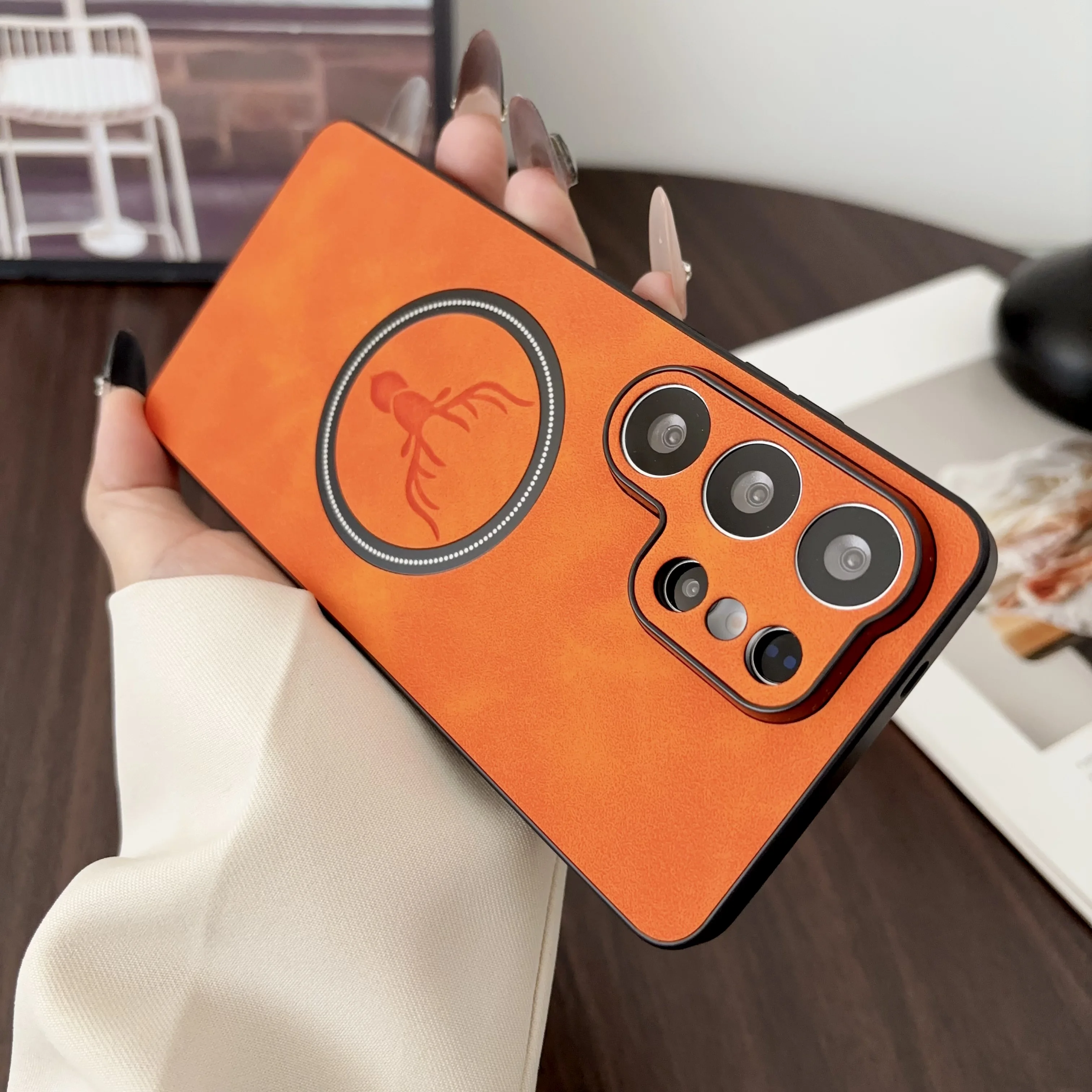 Luxury PU Leather Cartoon Deer Case with MagSafe Wireless Charging Support
