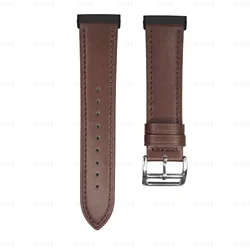Premium Leather Band for Fitbit Versa and Sense - Men's Watch Bracelet Replacement Strap (Dark coffee)