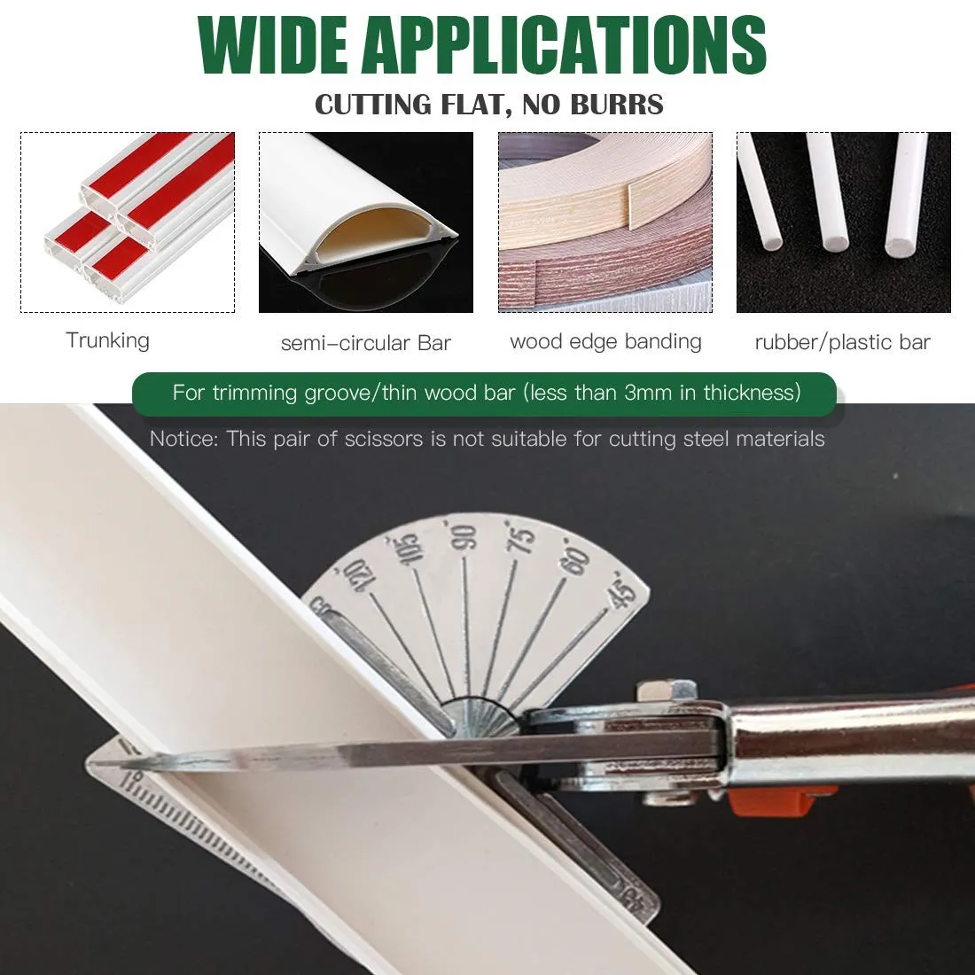 45 degree 135 degree edge angle Shear/multifunction angle scissors/wire slot cutter with 5 Replacement Blades and Spanner