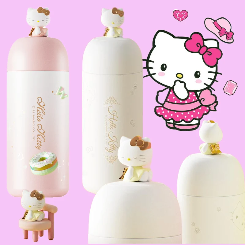 

New 350Ml Kawaii Hello Kitty Thermos Cup Cartoon Kt Cat Stainless Steel Thermal Mug Cat Doll Water Bottle Drinkware Girls Gift