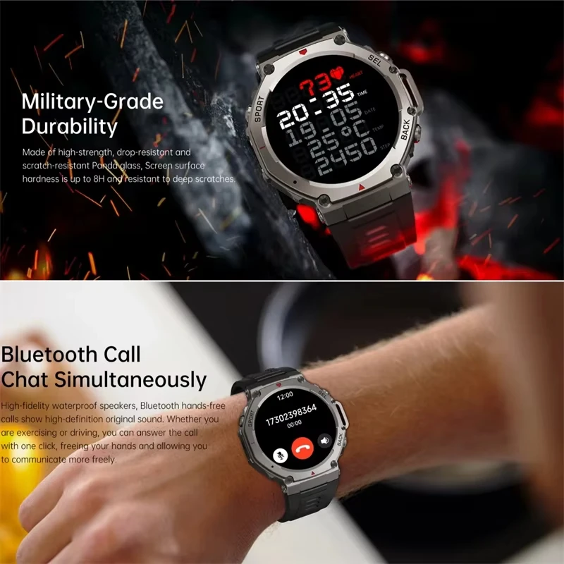 LIGE New 2026 Military GPS Smart Watch Man Smartwatch Compass Altimeter Barometric 5ATM Waterproof 1.43"AMOLED Men Smart Watches