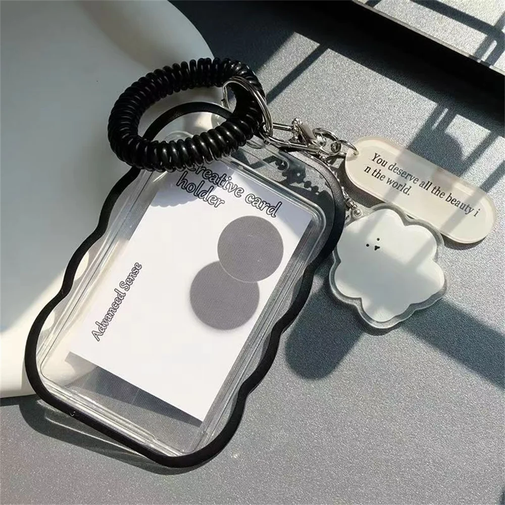 Creative Design Kpop Photocard Holder Transparent Card Holder Keychain Photo Sleeves Bus Card Student Case Photo Protector