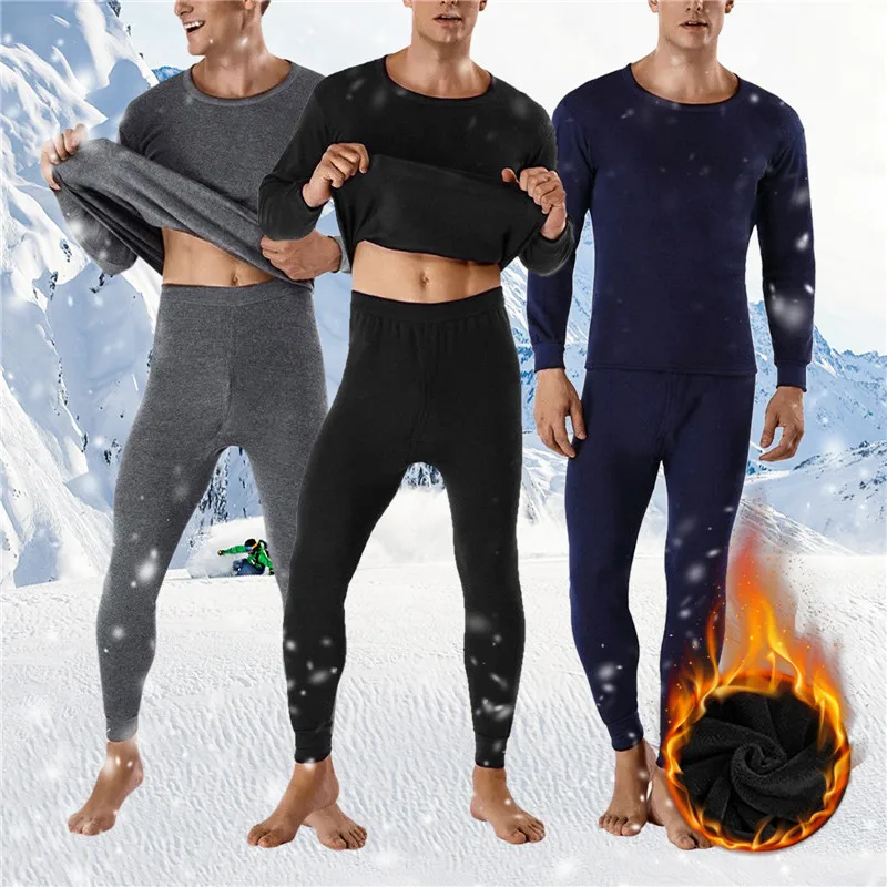 Winter Men Thermal Underwear Warm Soft Cotton Fleece-Lined Warm Panels Long  Johns Thermo Clothing Pajamas Set 2023 - AliExpress