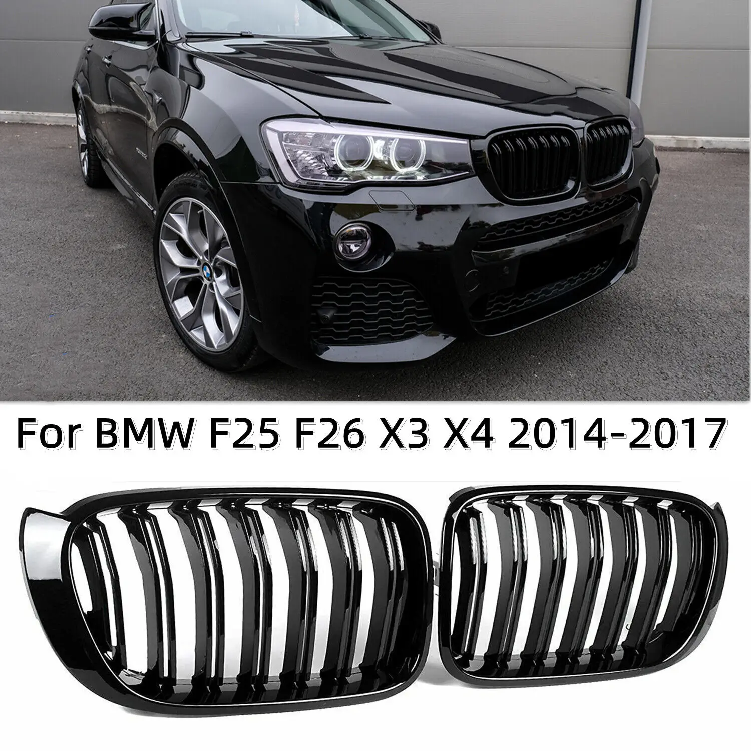 Передняя решетка радиатора с двойной линией для BMW X3/X4/F25/F26 2014-2017