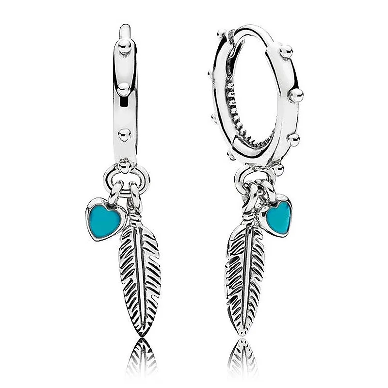 

Original Sparkling Spiritual Feathers Hanging Earrings For Women 925 Sterling Silver Wedding Gift Fashion Jewelry