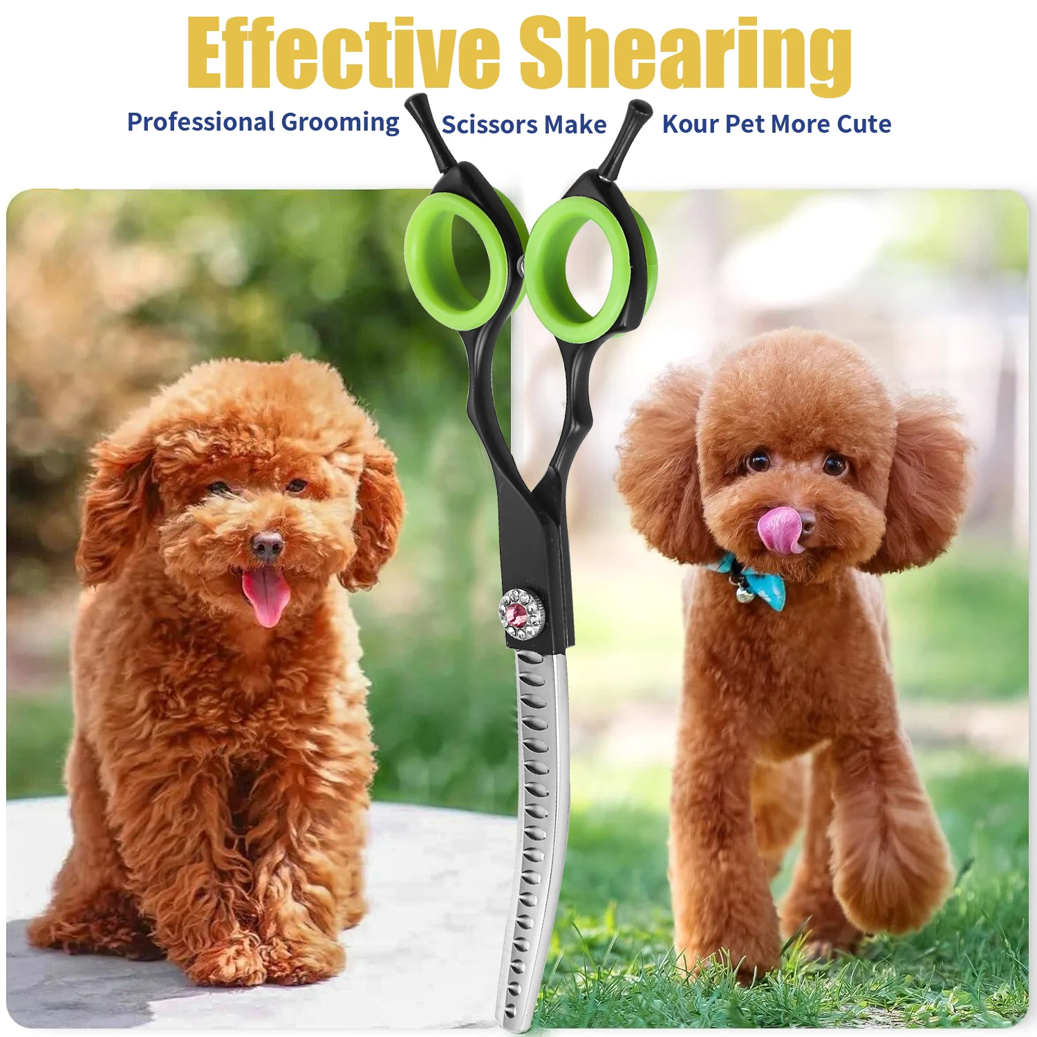 Dog Grooming Scissors Dog Grooming Scissors Kit Pet Grooming Scissors Curved Thinning Shear Dog Hair Chunker and Thinning Scissor Black Stainless Steel Pet Shear