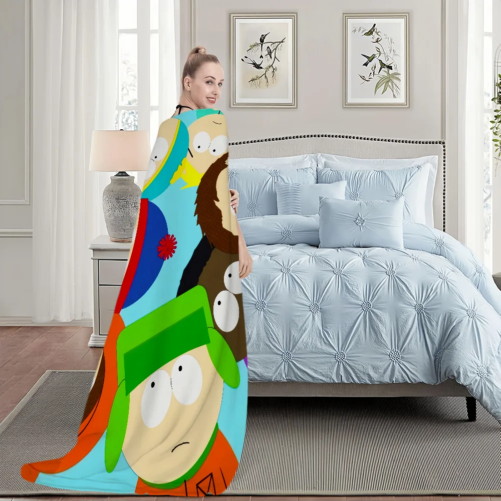 P-park Warm Soft Plush Nap Cartoon Blankets Sofa for Living Room Office Bedroom Home Travel Kid Birthday S-south Gifts Flannel 4