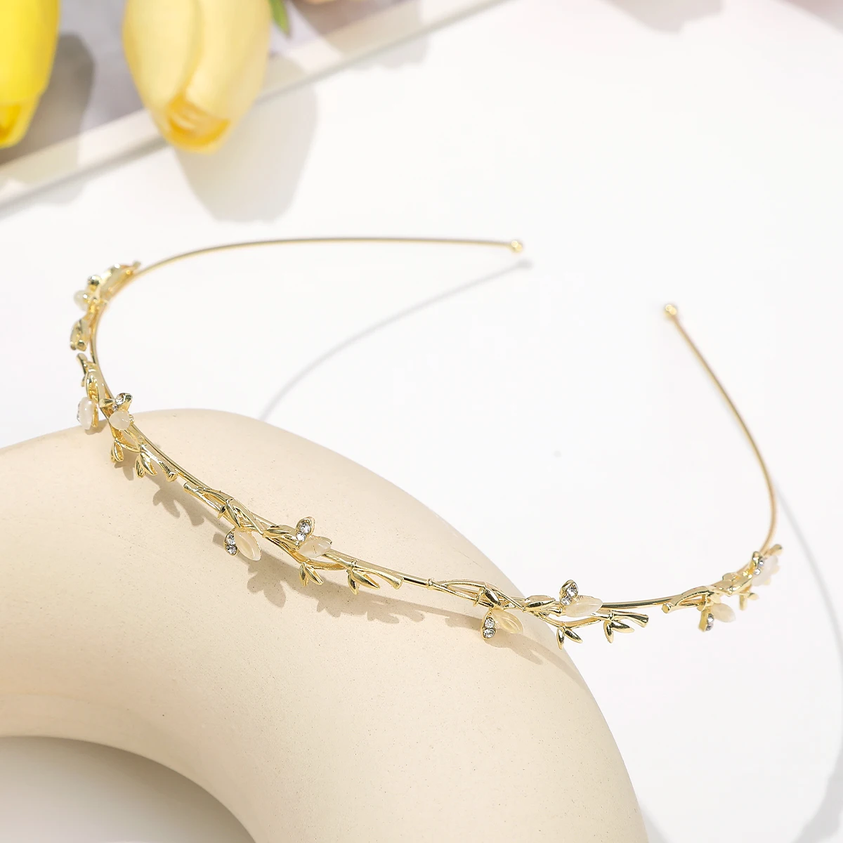 Rhinestone Flower Hair Hoops Bezel Headbands Women French Elegant Wedding Dating Makeup Hair Bands Headband Hair Accessories