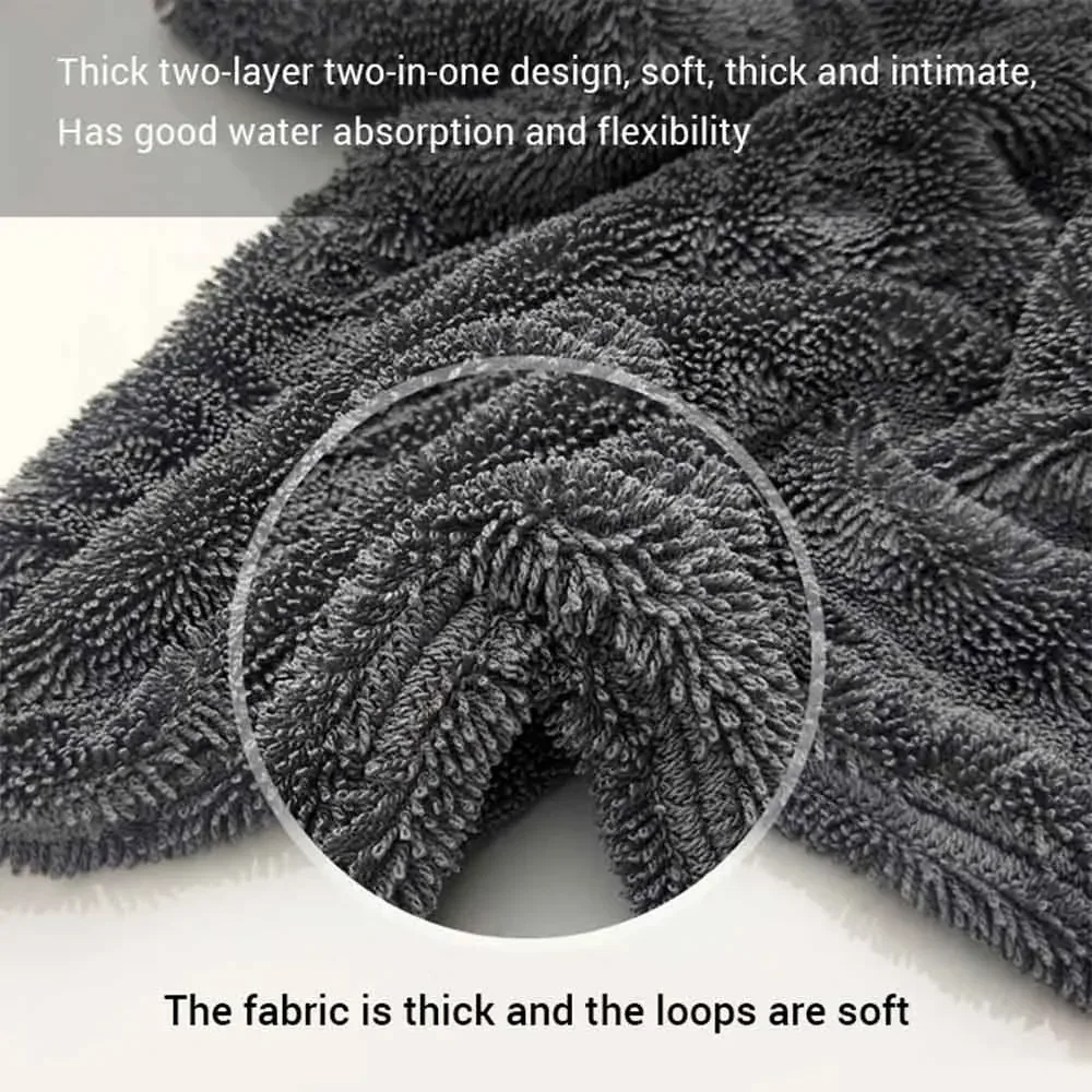 Car Twist Pile Microfiber Towel 1200GSM Cleaning Super Absorbent Drying Cloth Double Sided Twisted for Car Home Wash Detailing