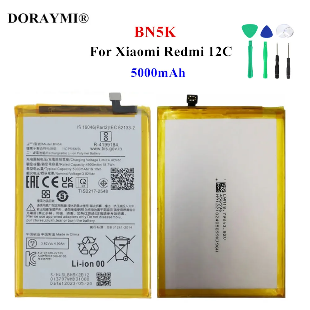 Оригинальный новый аккумулятор 5000 мАч BN5K для Xiaomi Redmi 12C, сменные  батареи для телефона, батарея + Бесплатные инструменты | AliExpress
