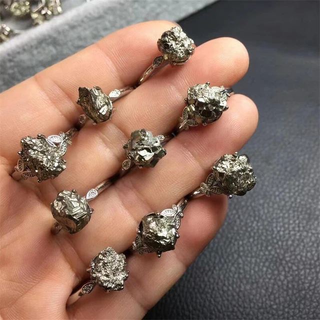 Falcon Jewelry Real Pyrite Gemstone, Pyrite Ring, Sterling Silver Men Ring |Amazon.com