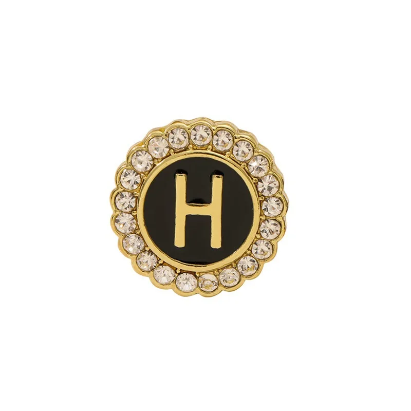 

Fashion Letter Brooch for Women Girls Round Rhinestone Brooches Suit Accessories Scarf Buttons Creative Pin