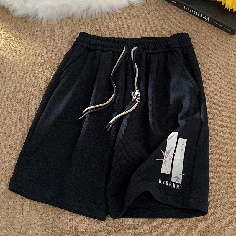 Japanese Style Men Shorts Bamboo Leaf Print Shorts Breathable comfortable sports jogging trousers Summer New Short Pants