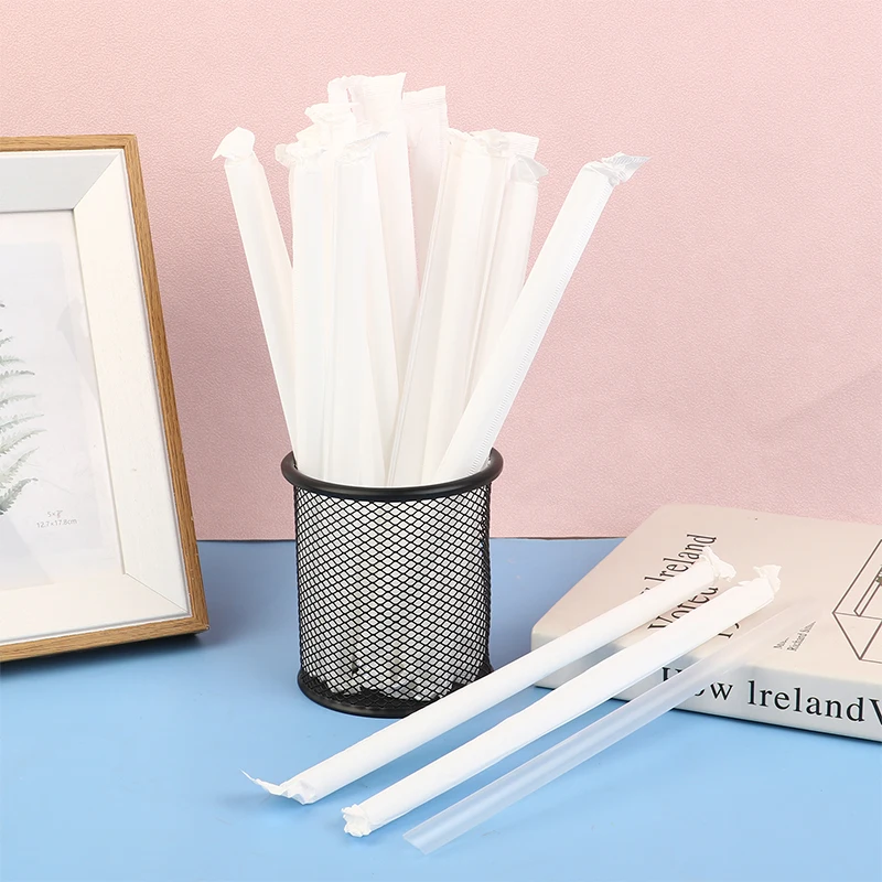 Transparent Wrapped Straw 100Pcs drinking straws