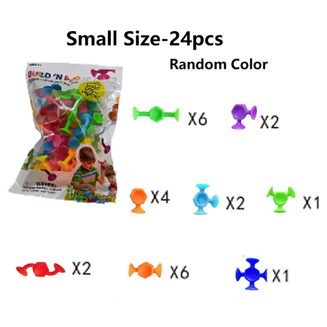 Multicolored Sucker Toys,Building Blocks Pop Suction Cup Toy,Construction Set,Parent-child Interactive Game,Gift for Kids - 24pcs Random Color