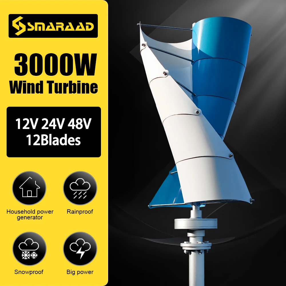 3000W 24V 48V Vertical Wind Turbine Generator For Homeuse Free