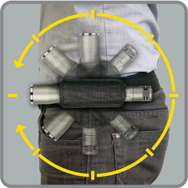

360 Degrees Rotatable Tactical Flashlight Pouch Molle Clip Belt Torch Holder Case Outdoor Hunting Light Holster Bag