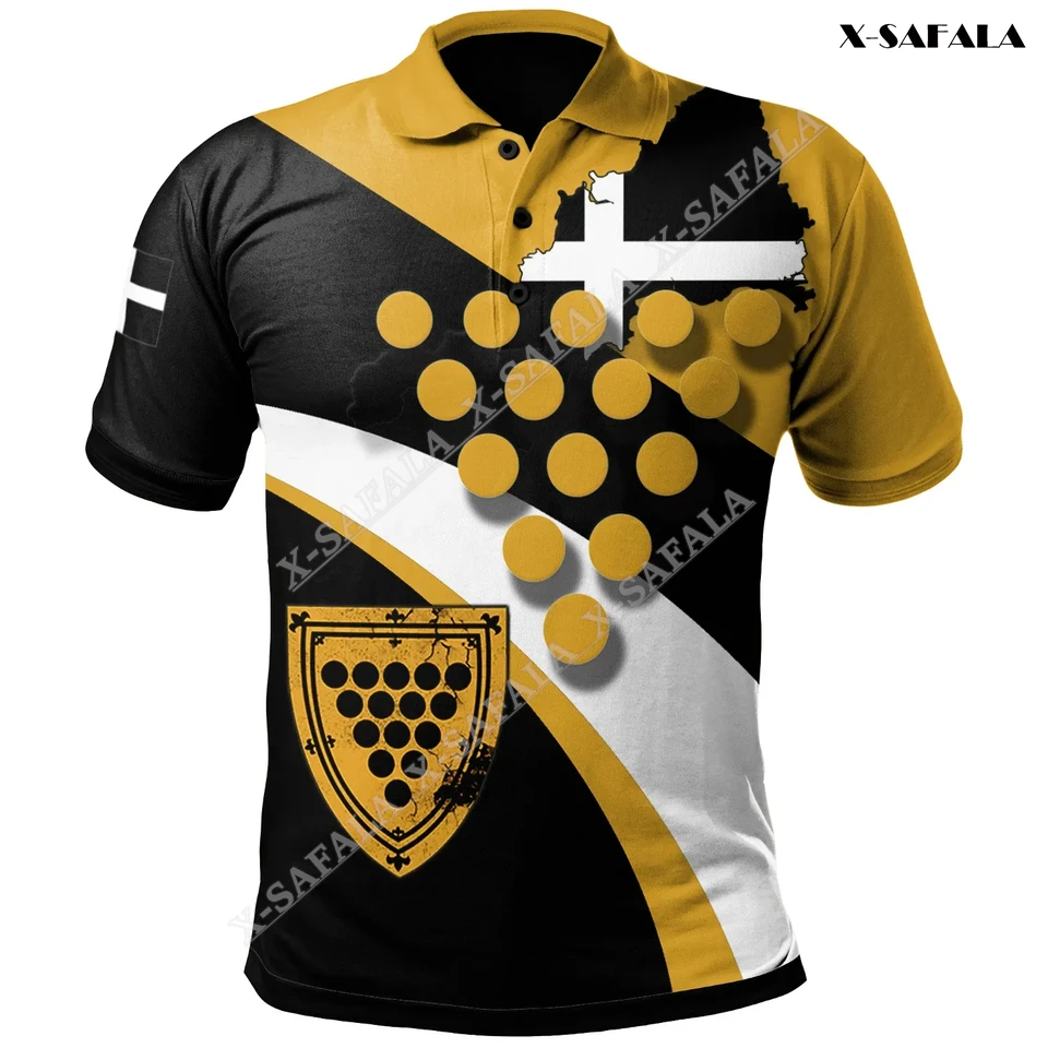 

Cornish Celtic England Cornwall Elements Rugby Flag Legend 3D Print Polo Shirt Men Thin Collar Short Sleeve Casual Top Party