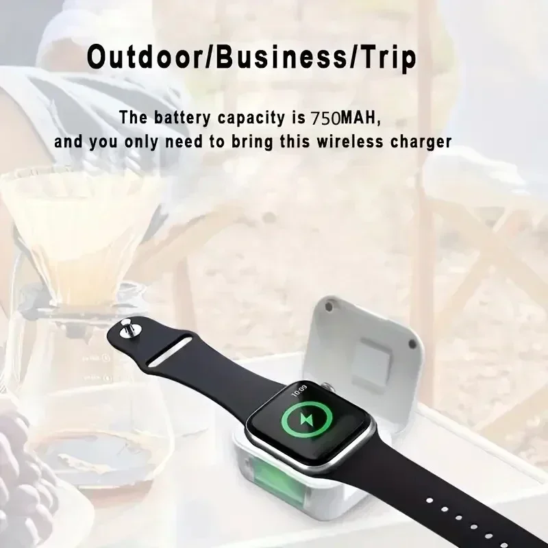 Desktop Mini Watch Storage Box Wireless Charger for Apple Watch 10 9 8 7 6 5 4 SE Adapter 750mAh Power Bank Office Storage