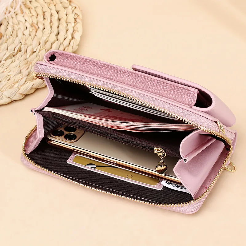 New Women Messenger Bags Luxury Pu Leather Handbags Outing Shoulder Bags Phone Wallet Solid Small Crossbody Long Strap