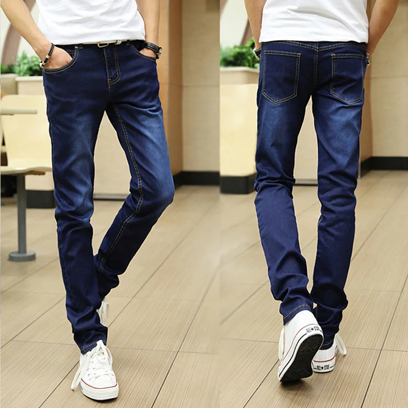 Korean Slim Skinny Jeans Spring Autumn Men\'s Handsome Casual Long Trousers Thin Students Youth Teenagers Men\'s Pencil Pants